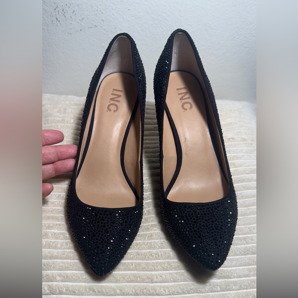 INC International Concepts Women's Black Embellished Heels - Picture 2 of 4